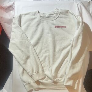 Budweiser ‘King Of Bottled Beer’ White Crewneck (Minor Stains, Pilled Fabric)